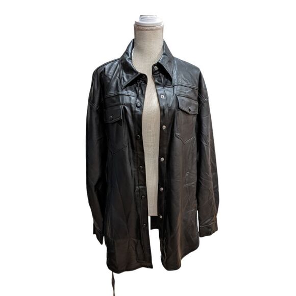 Sanctuary Women's Black Faux Leather Coat Size M - Picture 7 of 13